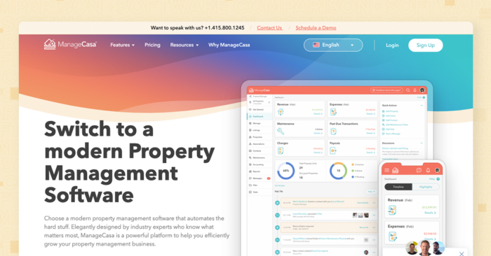 property management software for small business ManageCasa